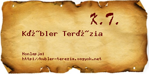 Kübler Terézia névjegykártya